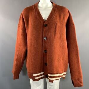 RAF SIMONS FW2016 Size One Size Brown Brick Knitted Wool Buttoned Cardigan